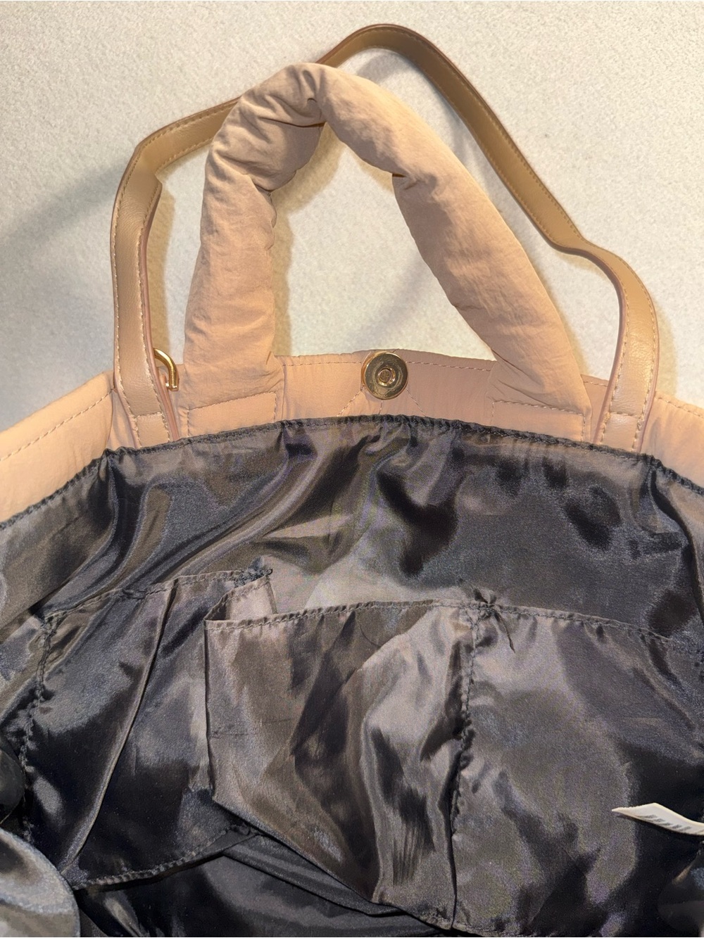 a new day Kate Quilted Tote Handbag Beige Tan Neutral Magnetic Closure - Picture 6 of 9